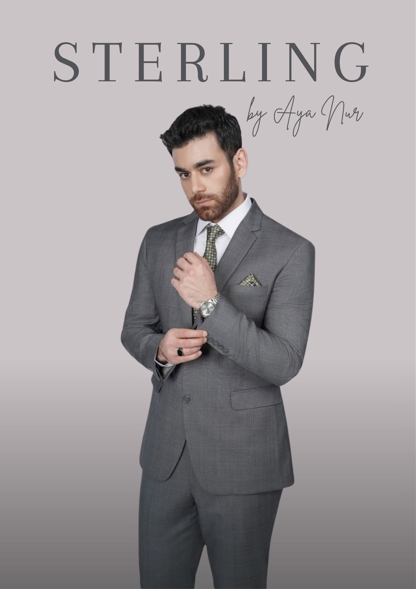 Sterling bespoke grey checkered 2 piece suit tailored in the UK