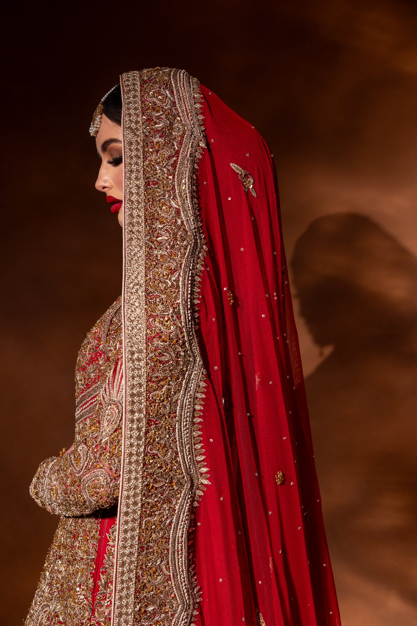 Eminence bridal gown side view – bespoke zardosi embroidered wedding dress London