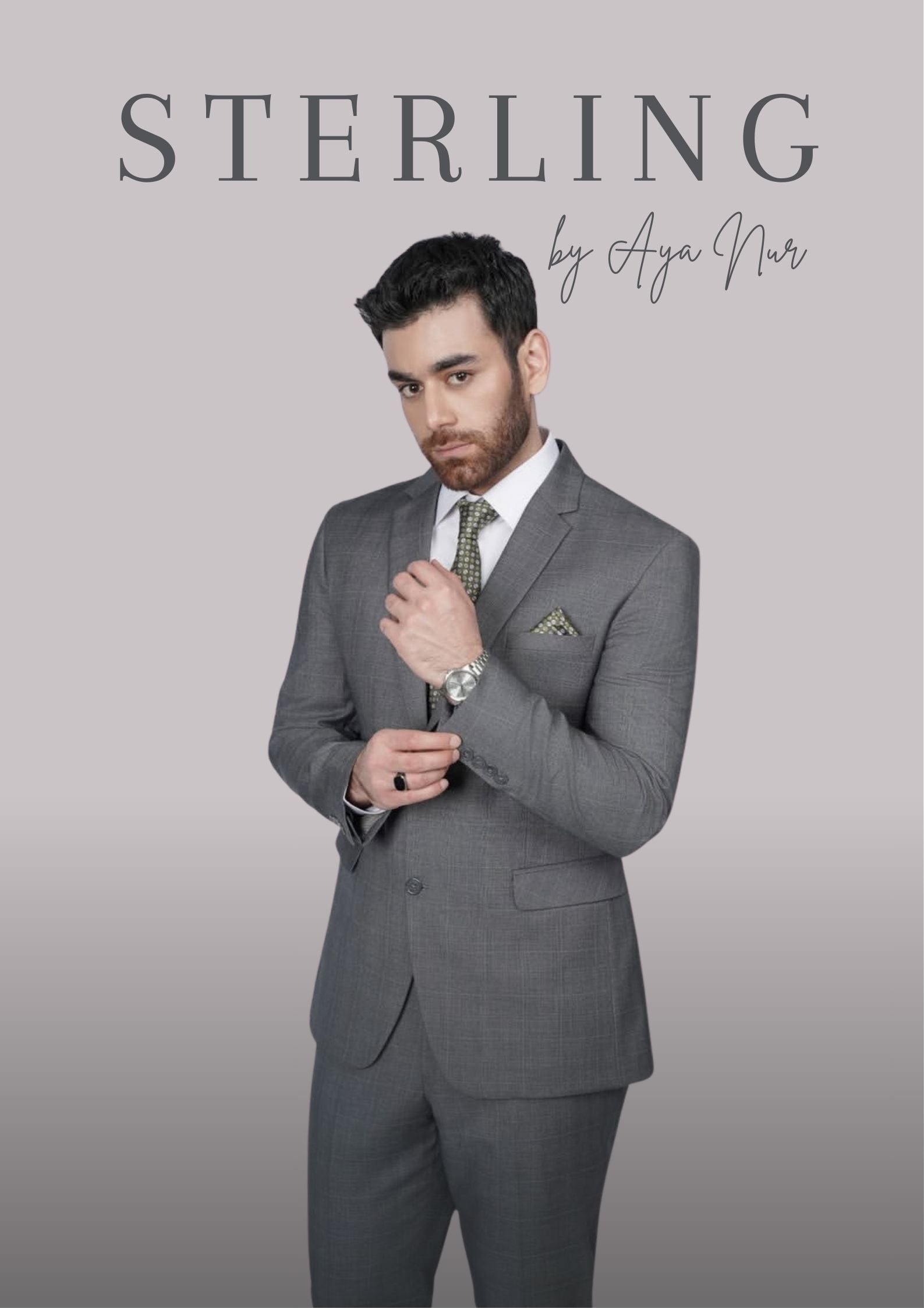 Sterling bespoke grey checkered 2 piece suit tailored in the UK