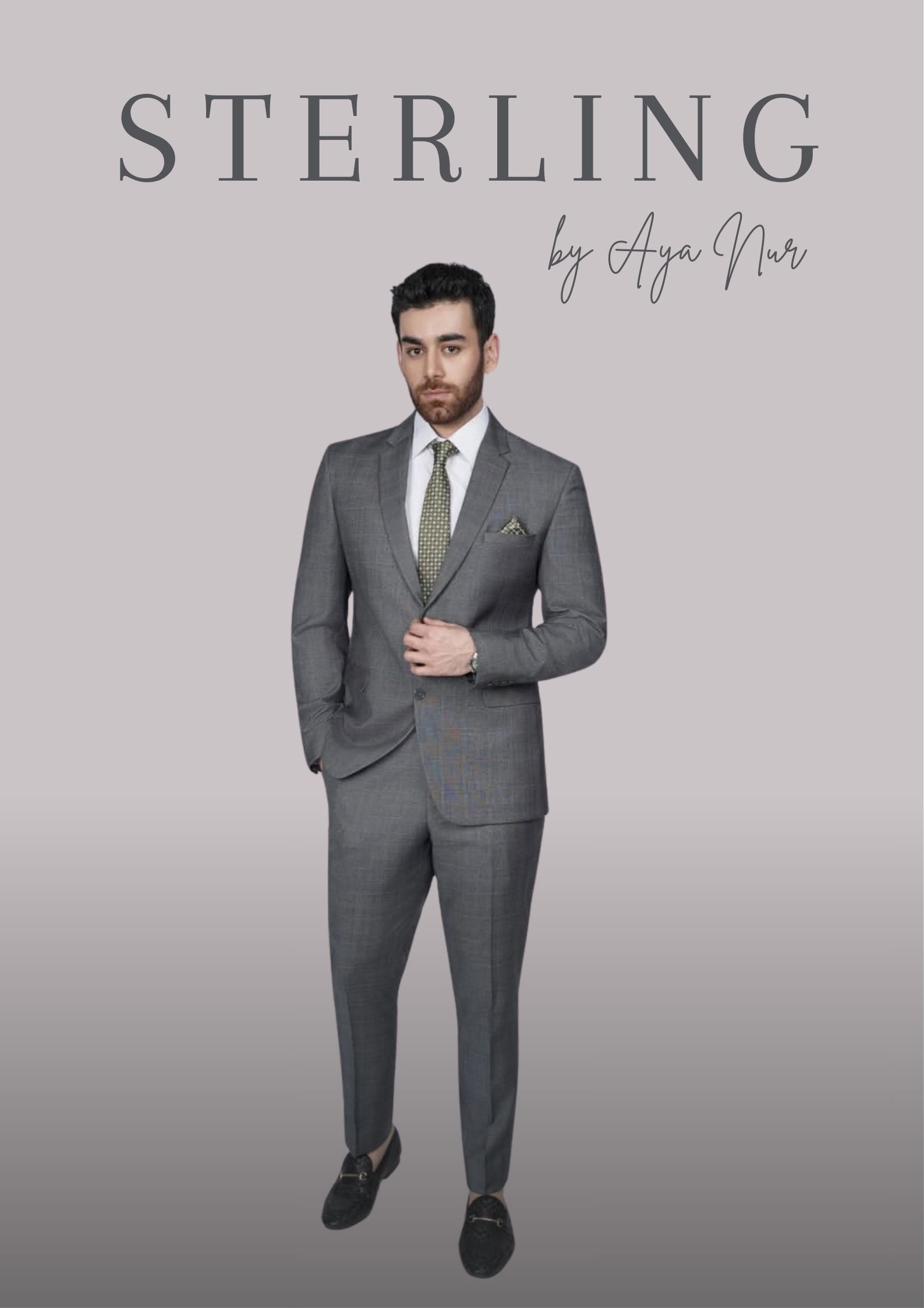 Sterling bespoke grey checkered 2 piece suit tailored in the UK