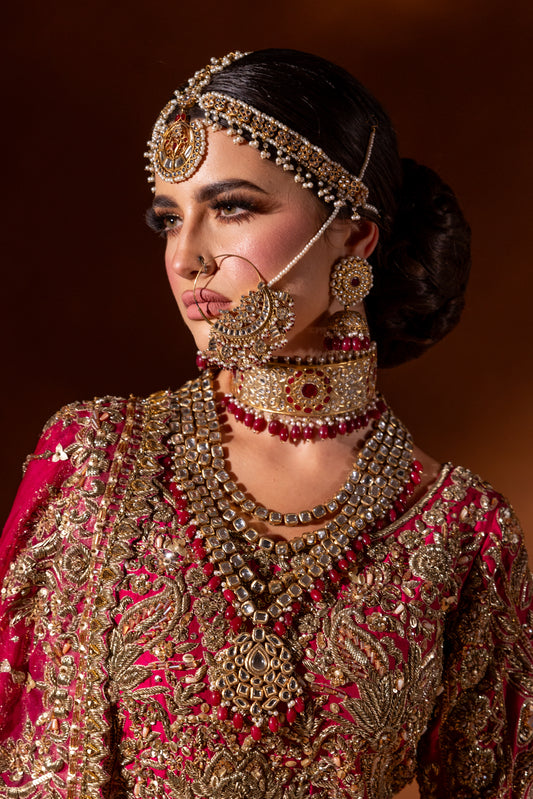 Elysium – Shocking Pink Customisable Bridal Dress | Luxury Bespoke Pakistani Bridal Wear UK