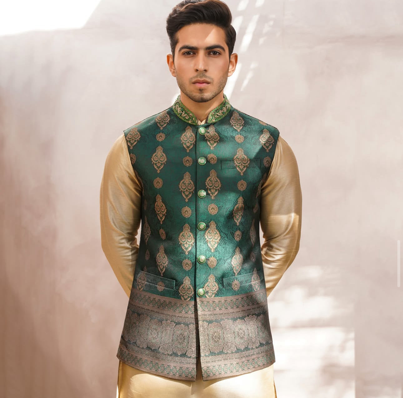 Emerald – Emerald Green Men’s Waistcoat | Bespoke Tailored Waistcoat for Mehndi & Weddings UK