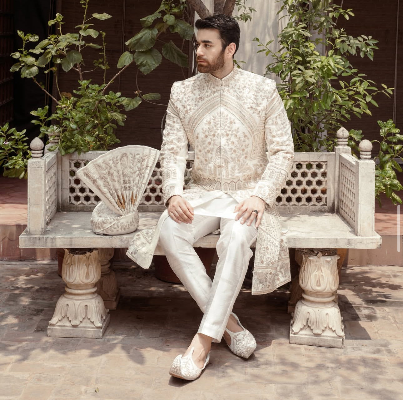 Shahenshah – Ivory Groom Sherwani | Luxury Handcrafted Bespoke Sherwani for Weddings UK